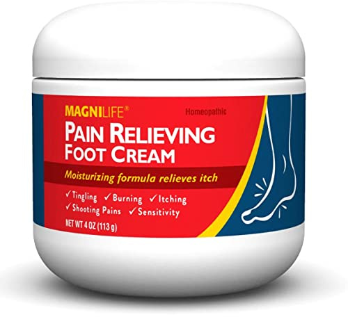 MagniLife Pain Relieving Foot Cream, 4 oz, Soothing Relief for Soreness, Pain, Burning, Tingling, Itching or Sensitivity in Feet & Legs, Moisturizing & Hydrating Foot Cream, No Petroleum