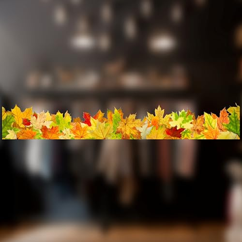 Herbstdeko Fenster – Blätter Deko Bordüre Doppelseitige Fenster-Sticker – Fotorealistische Herbstdekoration Fenster