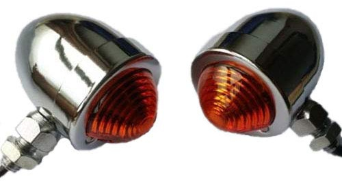 Motorrad Bullet Blinker Kontrollleuchte Für Dyna Softail XL Rat Cafe Racer Chopper Alte Schule Bobber Vintage Retro Bike (Chrom / Bernstein)