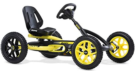 BERG Gokart Buddy Cross | Kinderfahrzeug, Tretfahrzeug mit hohem Sicherheitstandard, Luftreifen und Freilauf, Kinderspielzeug geeignet für Kinder im Alter von 3-8 Jahren, Gelb/Schwarz