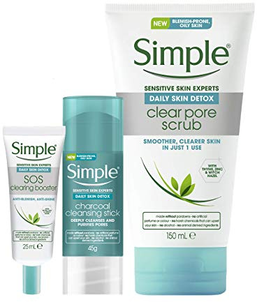 Simple Tägliche Detox-Regime in 3 Schritten für fettige Haut: Aktivkohle, klares Porenpeeling und SOS-Booster GEL1 Einheiten
