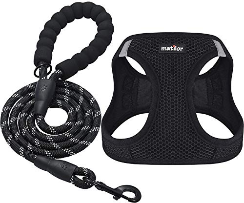 Matilor Dog Harness Step-in Breathable Puppy Cat Vest, Medium, Black