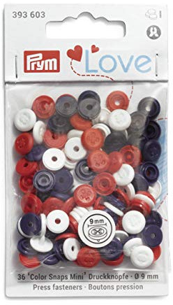 Prym 393603 Prym Love Color Snaps Mini Annähoptik r/w/m, weiß, rot, marine