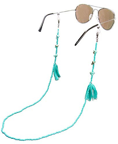 Alpenflüstern Brillenkette Boho - Sonnenbrillenkette, Maskenkette, Kette für Sonnenbrille (in den Farben türkis, rosa und weiss) DHK289