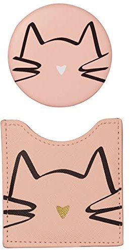 DRAEGER PARIS 1886 Toga – Taschenspiegel Katze – rund Geburtstag, für alle Anlässe – Maße 8,5 x 8 cm 76005939 Small, Rosa