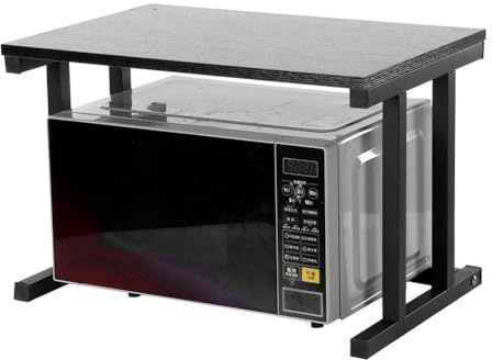 Ejoyous Supporto per forno a microonde a 2 strati per da bancone e fornello per riso 57 x 38 x 38 cm (nero)