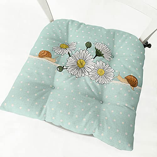 Hiseng Square Chair Cushion Seat Pads, Daisy Print Tatami Chair Pads Chair Seat Pads Thick Booster Floor Pillows Sofa Pad for Home Dining Car Garden or Office (Dots Daisy,40x40cm)
