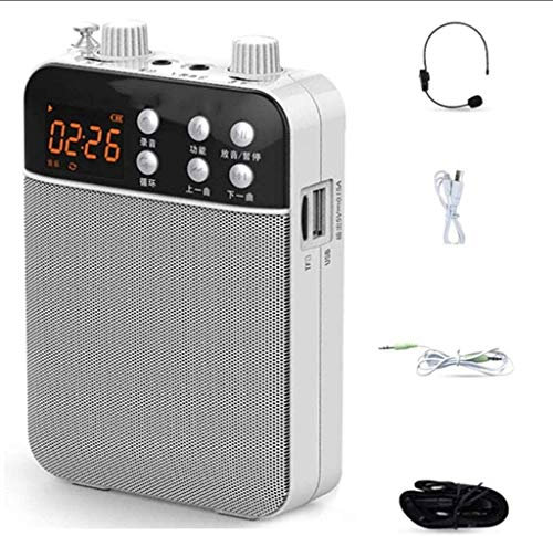 SMSOM 1500mAH Recargable portátil Amplificador de Voz con micrófono inalámbrico de Auriculares, micrófono y Altavoz Personal for Profesores Guías de Turismo ect