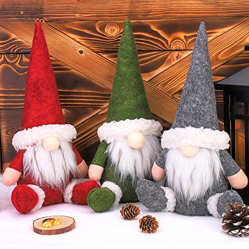 LATERN 3 Stück Weihnachtszwerg Schwedisch, Entzückende handgemachte Weihnachtsmann Sitzend Weihnachtsmann Zwerg Puppen Gonks Zwerg Elf Figurens für Weihnachten Kamine Büro Weihnachtsfeier Dekoration