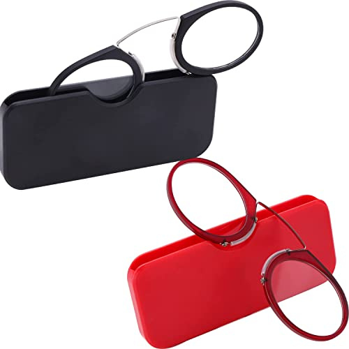 Kodilin Occhiali da Lettura in 2 Pezzi 2.0 Mini Lettore di Naso a Clip per Uomini e Donne, Occhiali da Lettura Flessibili Portatili Antiscivolo