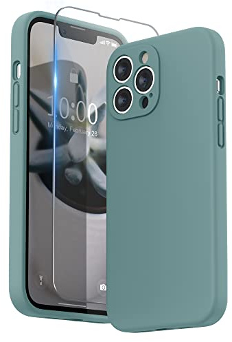 SURPHY für iPhone 13 Pro Max Hülle Silikon mit Displayschutzfolie | Case mit Kameraschutz Stoßfeste Handyhülle für 6,7 mit Erhöhter Randschutz