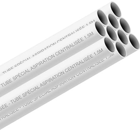 Tube spécial Aspiration centralisée 10 unités de 1,5 m - Tuyauterie Aspiration Centralisée - Anti-Statique - Diam. 51mm - Compatible Toutes Marques Blanc