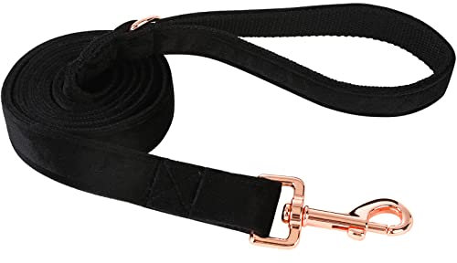 ARING PET Dog Leash, Velvet Dog Leashes Matching Collars, Handmade Strong Black Velvet Walking Leash for Small Medium Large Dogs