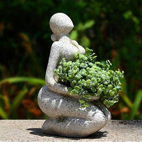 Aclema Macetas para Plantas de Interior y Exterior, macetas Grandes, macetas únicas con Cabeza y Cara, macetas Altas para suculentas, florero Moderno con Agujero de Drenaje, Nueva Vida