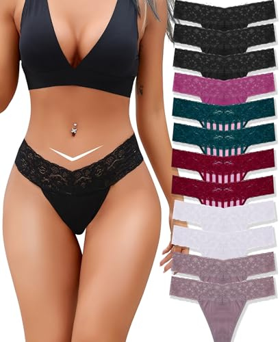 BeReady Cotton Thongs for Women Lace Underwear Womens Bikini Thong Knickers for Women Multipack Sexy Pants Soft Stretch Ladies Panties
