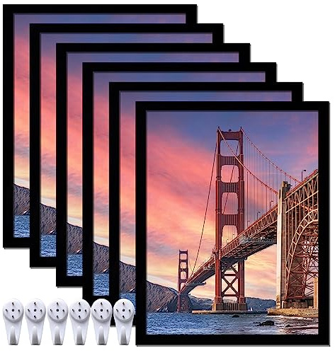 ijuerybai 6 Sets 11x14 Picture Frame, Frames for 11 x 14 Canvas Collage Photo Poster Certificate Wall Gallery, High Transparent Horizontal Vertical Black 11 by 14 Inches