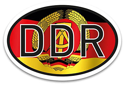 Imán de matrícula de la RDA, bandera de la RDA, negro, rojo y dorado, 17,5 x 11,5 cm, DIN normalizado, para coches, camiones, caravanas, ciclomotores o motocicletas – kfz725