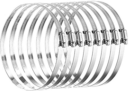 8 Pack 304 en acier inoxydable colliers de serrage ，91-114mm Colliers de serrage réglables pour fixer sécuriser les raccords de tuyaux flexibles， les tuyaux et tuyaux