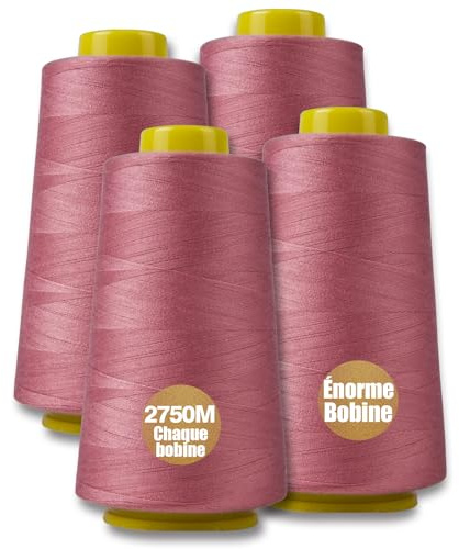 Yungensse NäHgarn Overlockgarn 100% Polyester Gummi Rot Set FüR Faden Garn NäHmaschine 4 Zwirn ReißFest NäHmaschinengarn Thread NäHfaden Overlock 40/2 Je 2745 M, Insgesamt 11000m
