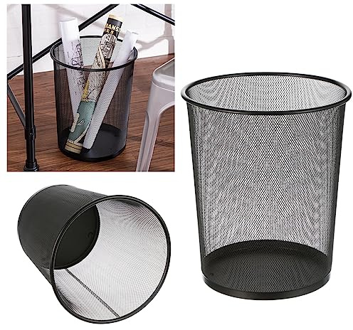 HK Online 10 Litre BLACK MESH DUSTBIN -OFFICE Waste Paper Bin KITCHEN Bin, Washroom, Sickroom, Nursery, NON RUST Sanitary Bin, CARE Home, CANTEEN 26cm (10L ROUND Black)