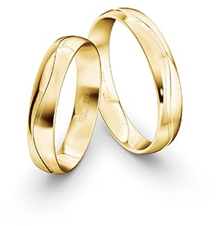 JC Trauringe | Paarringe | Traumhafte Eheringe 4 mm breit I 333 Gold Poliert I Verlobungsringe Partnerringe Gelbgold mit Gravur in edler Schatulle I 2 Hochzeitsringe | Ringe ohne Stein I NT02