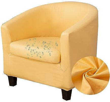 Highdi Wasserdicht Leder Sesselschoner Sesselbezug 2-Teilig, Stretch Sesselüberwurf Sesselhusse, Tub Chair Covers Cocktailsessel Clubsessel Loungesessel Drinnen im Freien (Gelb)