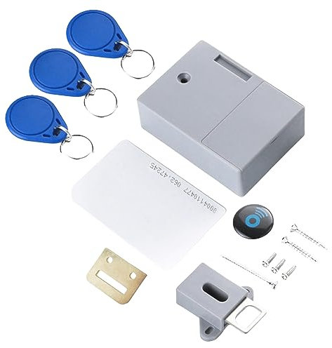 Molbory Serratura intelligente per armadietto, senza fori, contiene 3 portachiavi e 1 carta, serratura invisibile, apertura elettronica RFID per librerie di sauna fabbriche e uffici armadietto