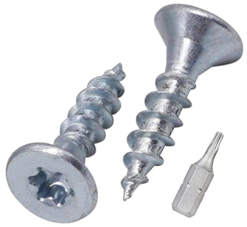 SKIR'CO (300 piezas) Tornillos para madera de acero galvanizado 3,0 x 12 mm, cabeza Torx, cabeza avellanada, tornillos para aglomerado, totalmente roscados