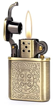 VIPAVA Encendedor de Queroseno de Gasolina con Brazo Elevador de Estilo Antiguo Constantine Grabado en Bronce Antiguo de Metal for papá compañero de Trabajo