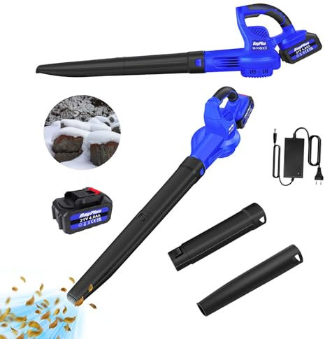 Akku Gebläse, Elektro-Laubsauger 300 Watt, mit 1 Akku 4000mAh und Ladegerät, Luftgeschwindigkeit: 177 km/h, Luftmenge: 6.2 m³/min, Kompakt und Leicht, für Laub- und Schneeräumung
