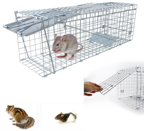 VickyHome Humane Rattenfalle für Drinnen und Draußen, Leichte Chipmunk Eichhörnchen Nagetier Käfig Falle, Fangen und Freizulassen Lebende Tiere, Langlebig Freundliche Schädlingsbekämpfung Catcher