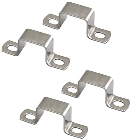 Lote de 4 abrazaderas de acero inoxidable 304 en forma de U, cuadradas, 70 x 70 mm