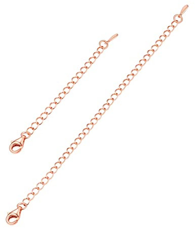 PROSILVER Chaîne Rallonge de Bijoux Plaqué Or Rose, 2 Pièces Chaînes d'Extension de Collier de 2/4 Pouces, Fermoir Mousqueton