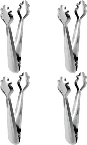 Lot de 4 pinces à glace en acier inoxydable, pinces à pâtisserie, pinces de cuisine, pinces à barbecue, pinces d'hôtellerie, pinces à seau à glace, pinces à pâtisserie, pinces à glace 18,5 cm