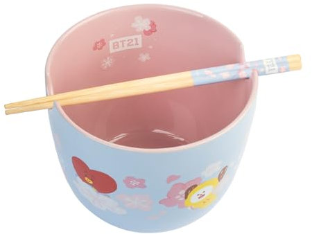 Grupo Erik Bol ramen coreano BT21 - Cuenco ramen inlcuye palillos japoneses - Ramen Bowl, Apto mircroondas | Vajilla especial Comida Japonesa