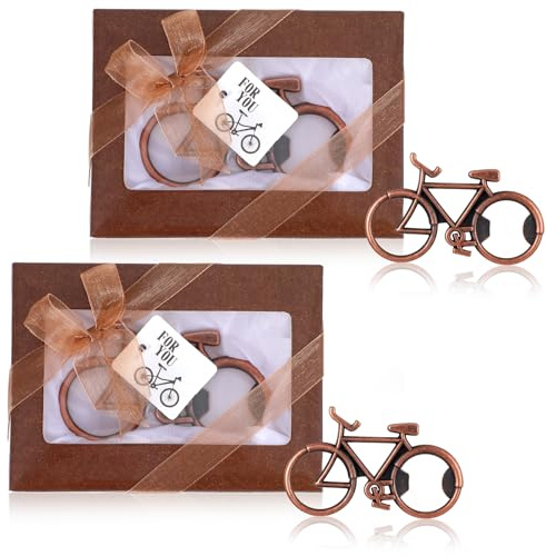 AOZUO 2 Abridores de Botellas para Bicicleta, Abridor de Botellas de Cerveza Decorativo para Bicicleta de Acero Inoxidable, Regalo Divertido para Amantes de la Bicicleta, Padre, con Caja de Regalo