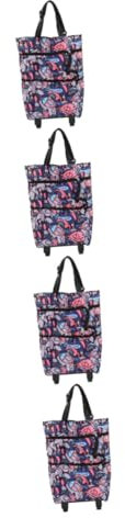 JECOMPRIS 4 Stück Einkaufstasche Reisetasche Fahrbare Tragetasche Tasche Mit Rollen Und Zuggriff Tragetaschen Mit Rollen Rollende Tragetasche Rolltasche Mit Rollen Und Griff Plane