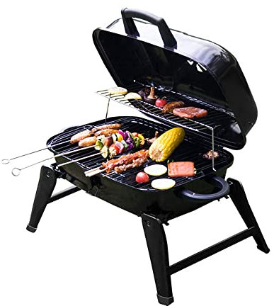 Barbecue a carbonella Portatile, Barbecue a carbonella per Esterni con Coperchio, Barbecue a carbonella da Tavolo, Set affumicatore per Barbecue Pieghevole Multifunzionale per Escursioni all'aperto,
