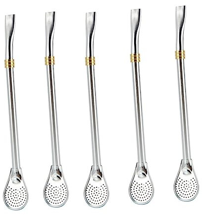 UTHCLO 5pcs Stainless Steel Filtering Mixing Spoons Hollow Design for Tea Elegant Strainer and Stirring Spoon and Stylish Kitchen Utensils