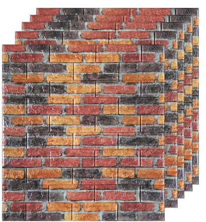 GFLCWYP 10 Stück Ziegelstein-Effektfliesen Zum Abziehen Und Aufkleben, Selbstklebende 3D-Ziegelstein-Tapete, Wandverkleidung PE-Schaum-Wände, Lackierbar, Retro-Stil Für TV-Wanddekoration