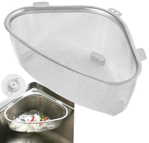 Sink Drain Strainer - Multifunctional Triangle Corner Strainer Basket Hanging Filter Draining Rack, Sink Colander Strainer Basket, Wire Mesh Strainer, Triangle Strainer Basket Kitchen Corner Drain