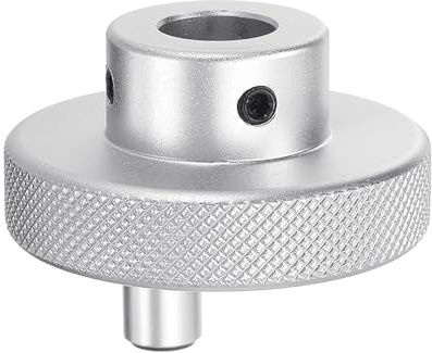 QUARKZMAN Manivelle en Alliage D'Aluminium de 50 mm de Diamètre, Alésage de 14 mm, Manivelle de Tour avec Poignée Rotative, Poignée de Fraiseuse en Aluminium avec Clé et 2 Vis, Ton Argent
