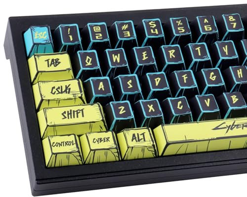 JakeTsai PBT Keycaps,146 Keys Dye Sublimation Cherry Profile Cyberpunk 2077 Manga Style Theme Keycap Set for Cherry Magnetic Switches Mechanical Keyboards