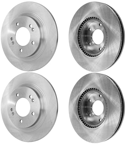 JC Whitney Brake Disc 4-Wheel Set Compatible with Kia Optima 2013-2015 Plain Surface, 5 Lugs, Front-299.97 mm/Rear-284 mm, With Electronic Parking Brake