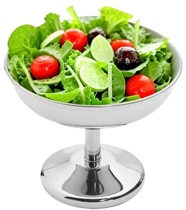 Glasskopp – rostfritt stål – glasskål | silver dessertskål för glass | återanvändbar mellanmål-frukt sötsaksbehållare | elegant hög fotdessertmugg för | fruktbehållare för dig