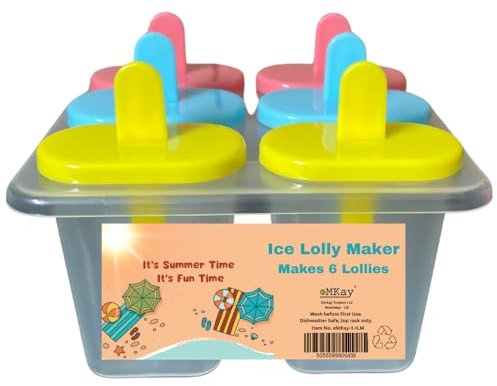 eMKay® Pack of 1 – 6 Section Ice Lolly Maker – BPA-Free Reusable Mould with 6 Sticks & Drip Guards – 80ml Capacity – Dishwasher Safe – Fun Shape for Homemade Frozen Treats