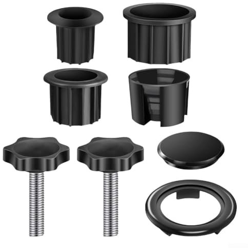 8Pcs Umbrella Stand Parts Replacement Kit Plastic Parasol Stand Replacement Parts Wearproof Umbrella Base Bracket Hole Ring Cover & Screws for Most Beach Backyard Balcony Umbrella Hole(Black)