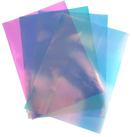 EPIGEIST 4blätter Pvc Regenbogenfolie Transparent Glitter Film Diy Stoff Für Gepäck Handtaschen Haaraccessoires Und Heimdeko Vielseitig Zuschneidbar Farbmix Transparent Dunkelblau Grün