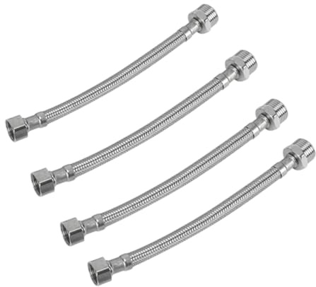 KEQAR 4 PCS Latiguillos de Fontanería Flexibles, Extensión de Manguera de Grifo Blindada, Acero Inoxidable 304, para Baño y Cocina (3/8) (20cm)