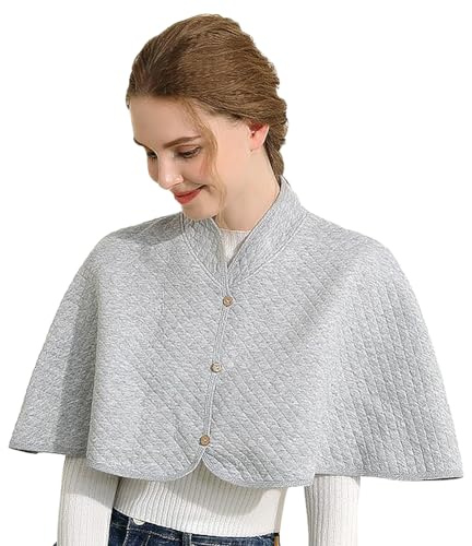 IBLUELOVER Poncho D'épaule Chaude Cape Femme en Polaire Poncho Châle Thermique de Protection D'épaule Garder au Chaud Hiver Automne Echarpe avec Boutons pour Maison Couverture Manteau Ouvert